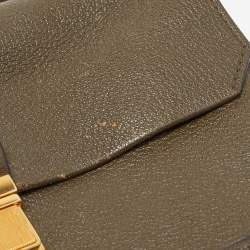 Miu Miu Dark Green Madras Leather Pushlock Flap Top Handle Bag