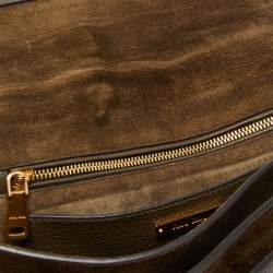 Miu Miu Dark Green Madras Leather Pushlock Flap Top Handle Bag