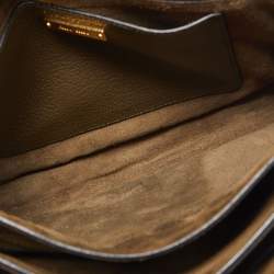 Miu Miu Dark Green Madras Leather Pushlock Flap Top Handle Bag