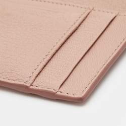 Miu Miu Light Pink Madras Leather Zip Card Holder