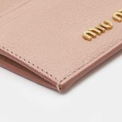 Miu Miu Light Pink Madras Leather Zip Card Holder