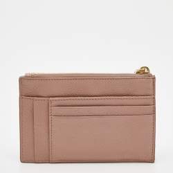 Miu Miu Light Pink Madras Leather Zip Card Holder