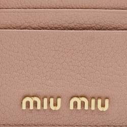 Miu Miu Light Pink Madras Leather Zip Card Holder