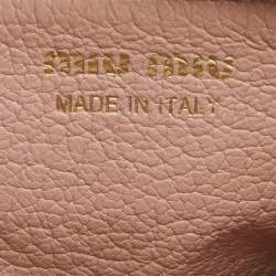 Miu Miu Light Pink Madras Leather Zip Card Holder