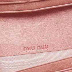 Miu Miu Peach Matelasse Leather Bow  Flap Continental Wallet