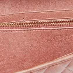 Miu Miu Peach Matelasse Leather Bow  Flap Continental Wallet