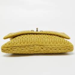 Miu Miu Yellow Matelasse Leather Crystal Flap Shoulder Bag