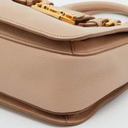 Miu Miu Beige Madras Leather Pushlock Tote