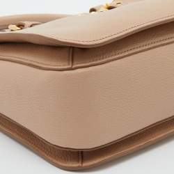 Miu Miu Beige Madras Leather Pushlock Tote