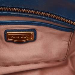 Pre Owned Miu Miu Blue Matelassé Leather Middle Zip Tote