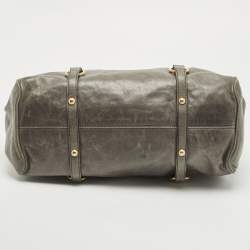 Miu Miu Grey Vitello Lux Leather Side Bow Bag