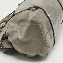 Miu Miu Grey Vitello Lux Leather Side Bow Bag