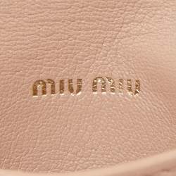 Miu Miu Beige Matelasse Leather Compact Flap Card Case