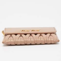 Miu Miu Beige Matelasse Leather Compact Flap Card Case