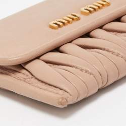 Miu Miu Beige Matelasse Leather Compact Flap Card Case