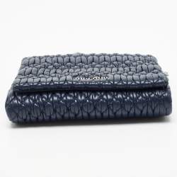 Miu Miu Navy Blue Matelasse Leather Crystals Chain Crossbody Bag