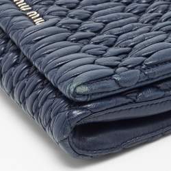 Miu Miu Navy Blue Matelasse Leather Crystals Chain Crossbody Bag