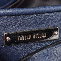 Miu Miu Navy Blue Matelasse Leather Crystals Chain Crossbody Bag