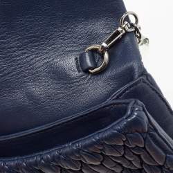 Miu Miu Navy Blue Matelasse Leather Crystals Chain Crossbody Bag
