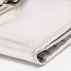 Miu Miu Silver Leather Pushlock Continental Wallet