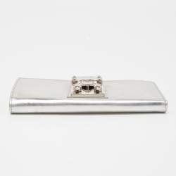 Miu Miu Silver Leather Pushlock Continental Wallet