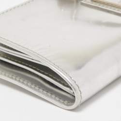 Miu Miu Silver Leather Pushlock Continental Wallet