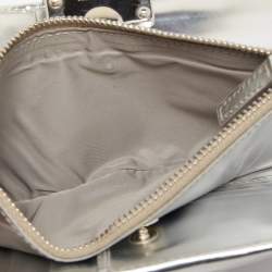 Miu Miu Silver Leather Pushlock Continental Wallet