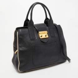 مملوكة مسبقًا Miu Miu Black/White Vitello Caribu Leather Satchel