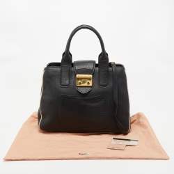 مملوكة مسبقًا Miu Miu Black/White Vitello Caribu Leather Satchel