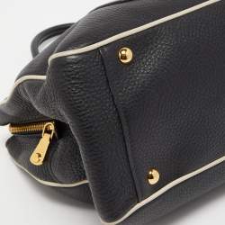 مملوكة مسبقًا Miu Miu Black/White Vitello Caribu Leather Satchel
