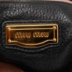 مملوكة مسبقًا Miu Miu Black/White Vitello Caribu Leather Satchel