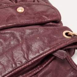 Miu Miu Burgundy Matelassé Leather Coffer Hobo