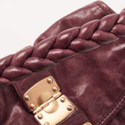 Miu Miu Burgundy Matelassé Leather Coffer Hobo