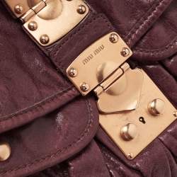 Miu Miu Burgundy Matelassé Leather Coffer Hobo