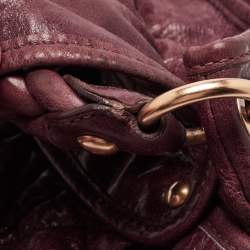Miu Miu Burgundy Matelassé Leather Coffer Hobo