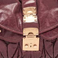 Miu Miu Burgundy Matelassé Leather Coffer Hobo
