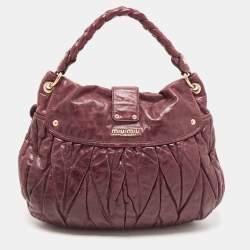 Miu Miu Burgundy Matelassé Leather Coffer Hobo