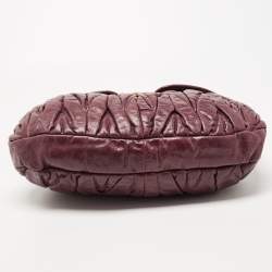 Miu Miu Burgundy Matelassé Leather Coffer Hobo