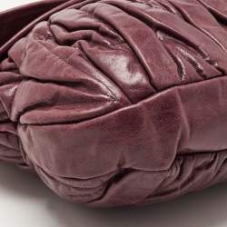 Miu Miu Burgundy Matelassé Leather Coffer Hobo