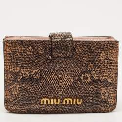 Miu Miu Black/Cream Lizard Flap Card Case