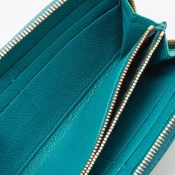 Miu Miu Green Leather Zip Around Wallet