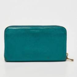 Miu Miu Green Leather Zip Around Wallet