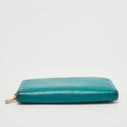 Miu Miu Green Leather Zip Around Wallet