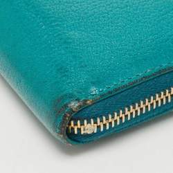 Miu Miu Green Leather Zip Around Wallet