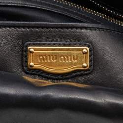 Miu Miu Black Matelasse Leather Fold Over Zip Tote