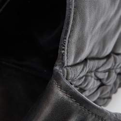 Miu Miu Black Matelasse Leather Fold Over Zip Tote