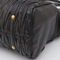 Miu Miu Black Matelasse Leather Fold Over Zip Tote