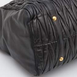 Miu Miu Black Matelasse Leather Fold Over Zip Tote