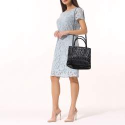 Miu Miu Black Matelasse Leather Double Zip Tote