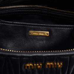 Miu Miu Black Matelasse Leather Double Zip Tote
